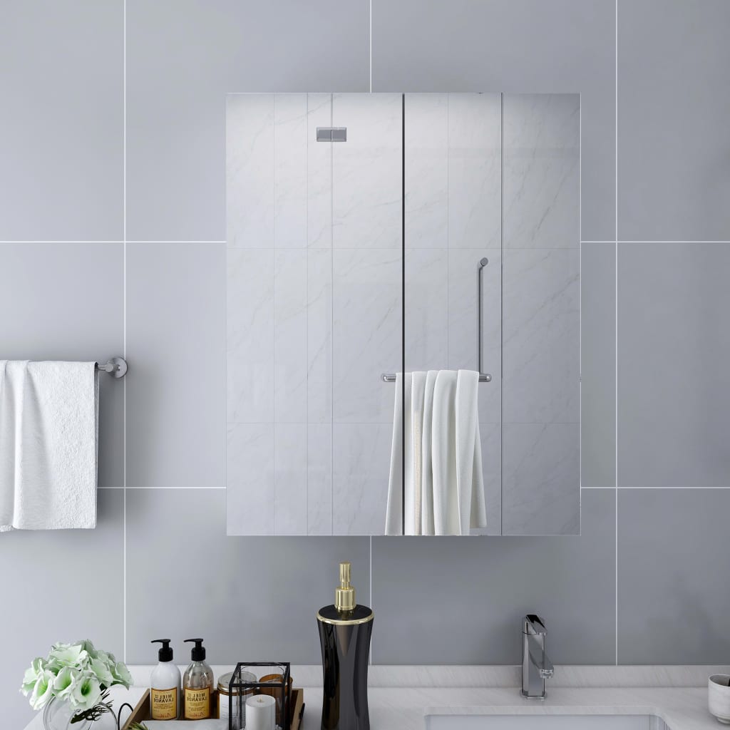 323607 Bathroom Mirror Cabinet White 60x15x75 cm MDF