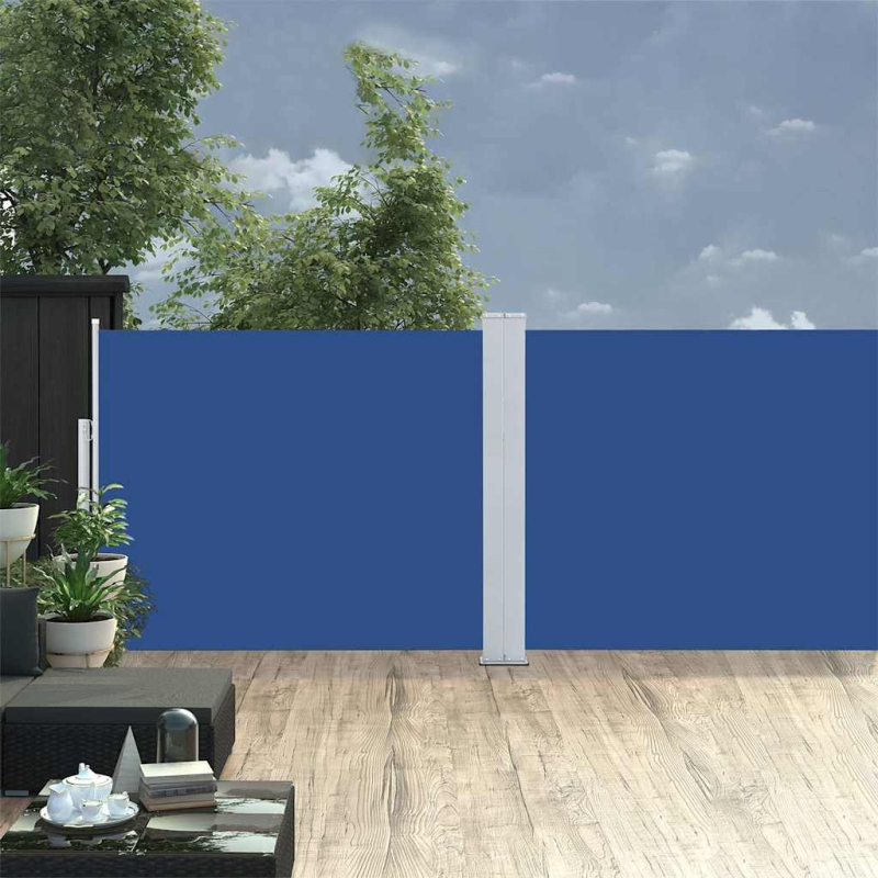 Ausziehbare Seitenmarkise 140x1200 cm Blau