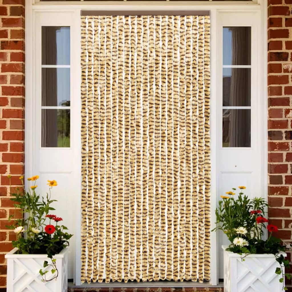 Insektenschutz-Vorhang Beige und Braun 90x220 cm Chenille