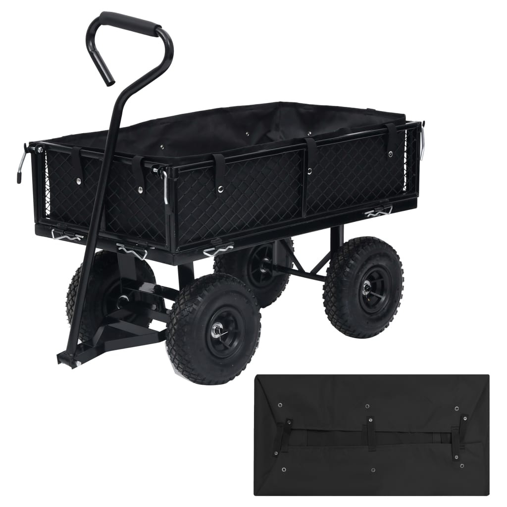 Gartenwagen-Einlage Schwarz 86x46x22 cm Stoff