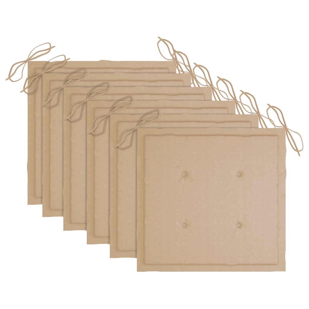 Gartenstuhl-Kissen 6 Stk. Beige 40x40x3 cm Oxford-Gewebe