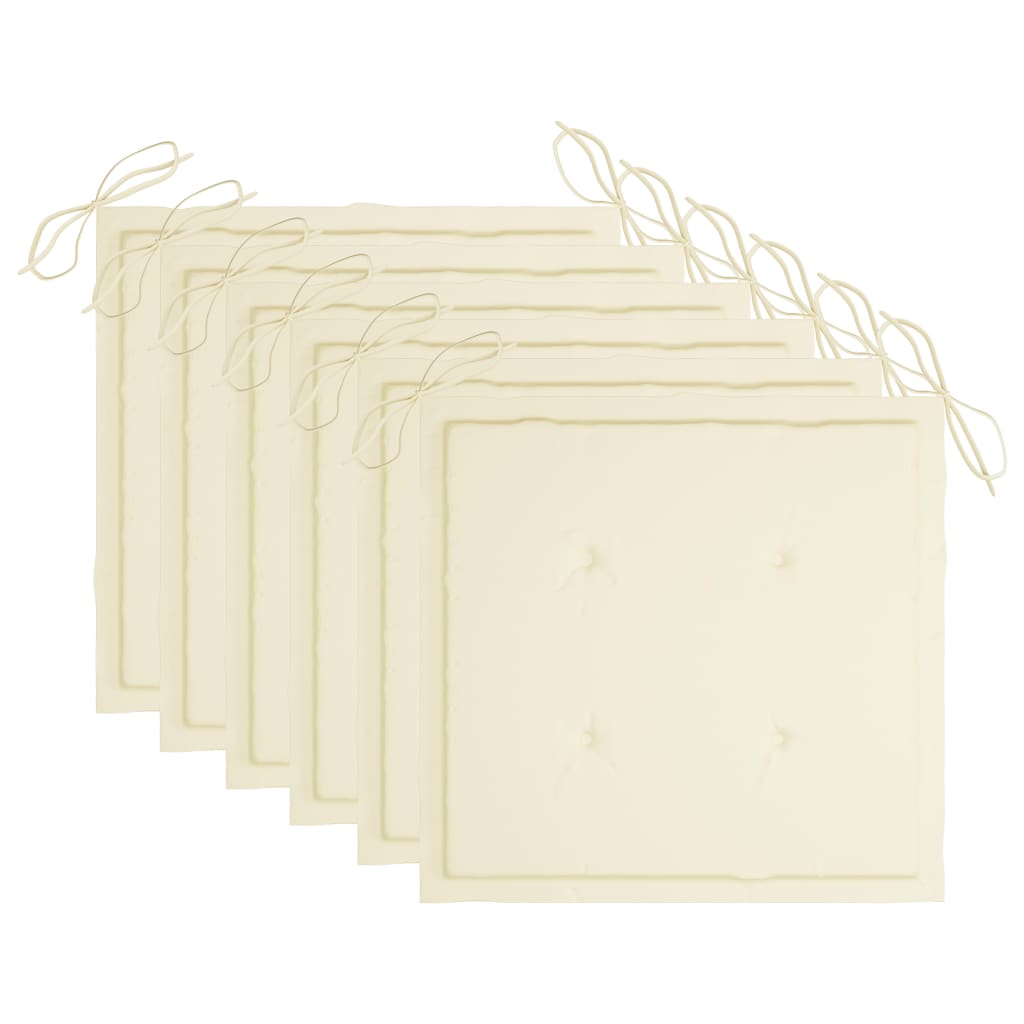 Gartenstuhl-Kissen 6 Stk. Creme 50x50x3 cm Oxford-Gewebe