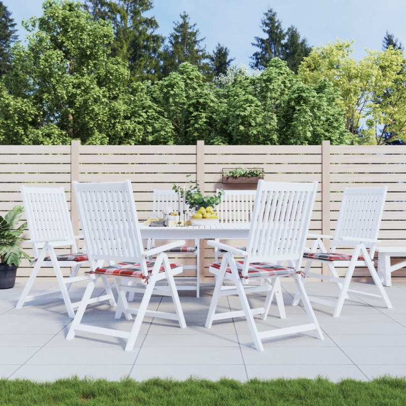 Gartenstuhl-Kissen 6Stk. Rot Karomuster 50x50x3cm Oxford-Gewebe