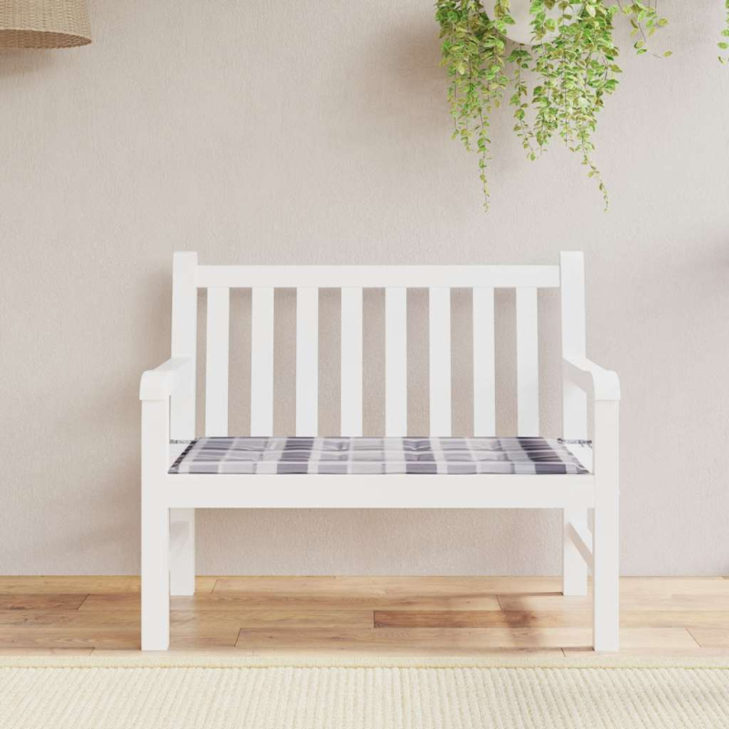 Gartenbank-Auflage Grau Karomuster 120x50x4 cm Oxford-Gewebe
