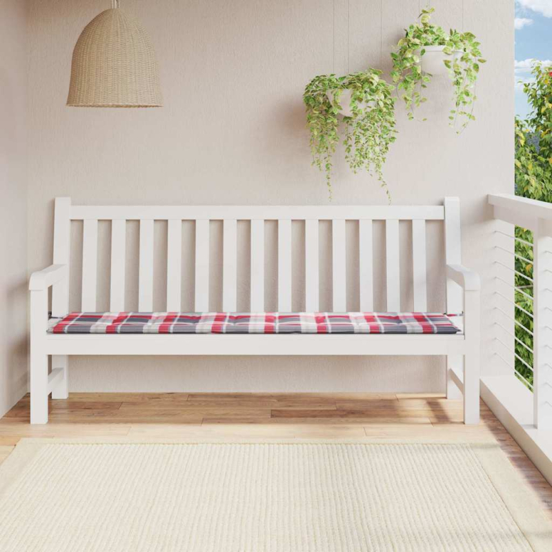 Gartenbank-Auflage Rot Karomuster 200x50x4 cm Oxford-Gewebe