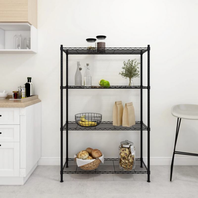 Lagerregal mit 4 Böden 90x35x137 cm Schwarz 200 kg