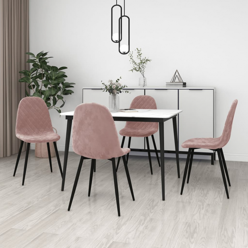 Esszimmerstühle 4 Stk. Rosa Samt