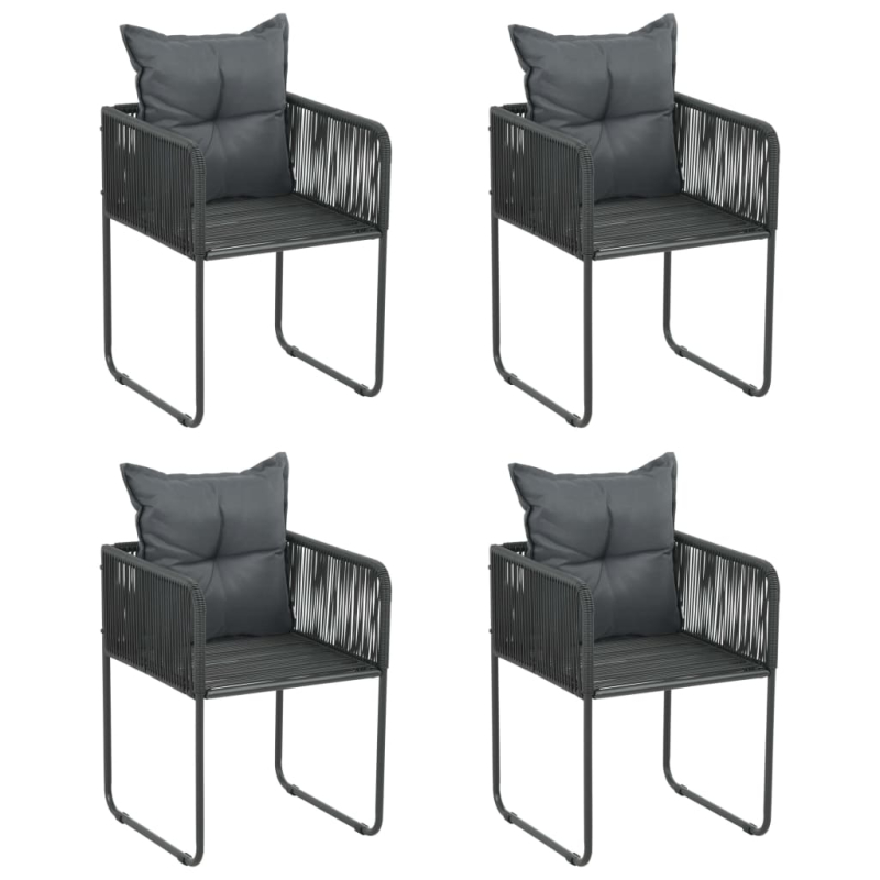 Gartenstühle 4 Stk. mit Kissen Poly Rattan Schwarz