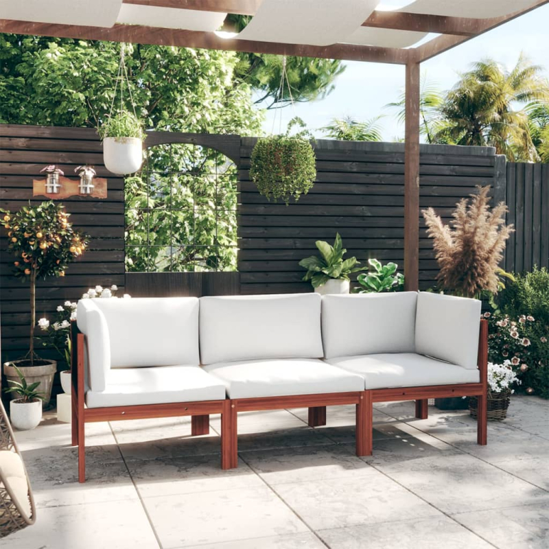 3-Sitzer-Gartensofa mit Kissen Massivholz Akazie