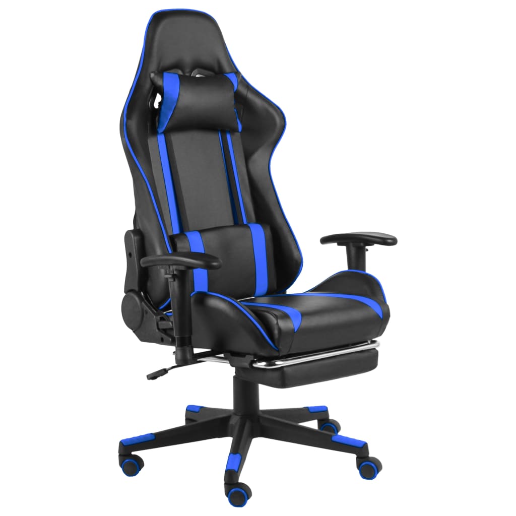 Gaming-Stuhl mit Fußstütze Drehbar Blau PVC