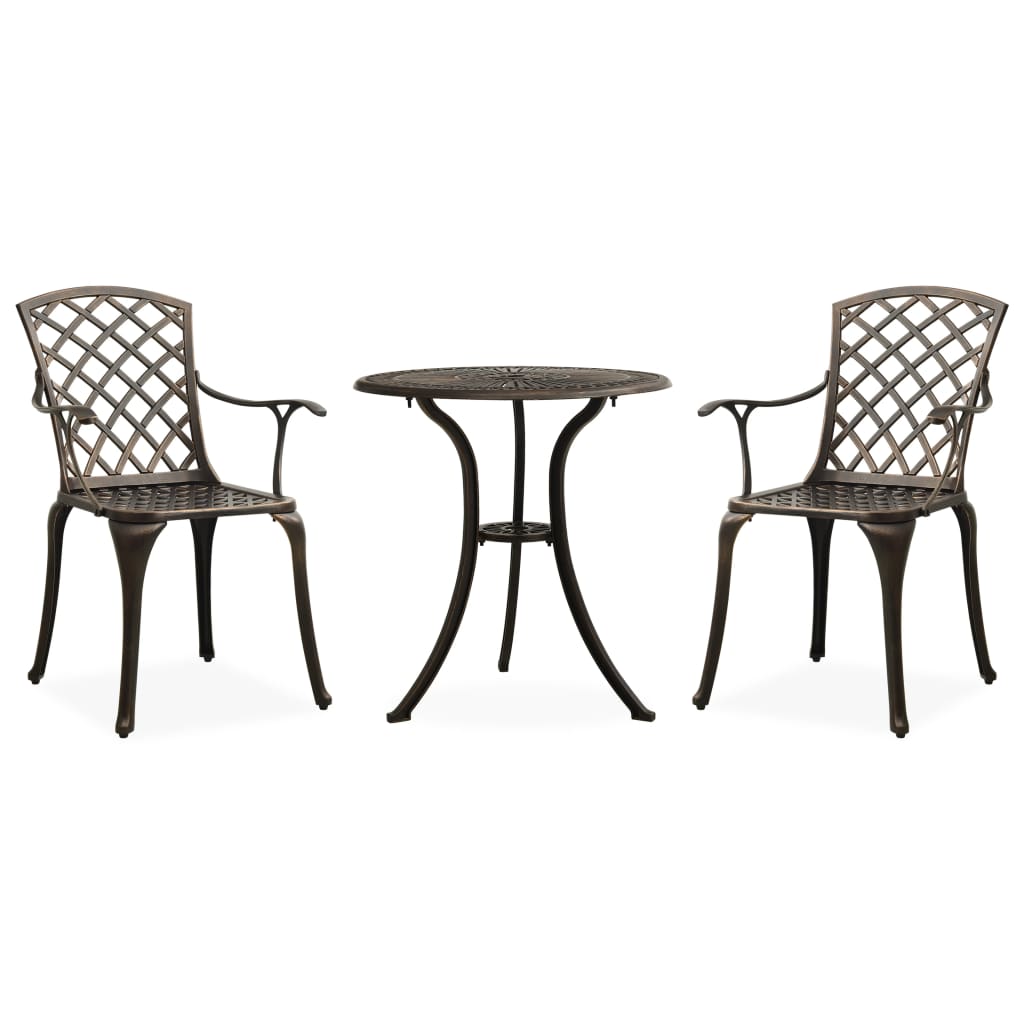 3-tlg. Bistro-Set Aluminiumguss Bronzen