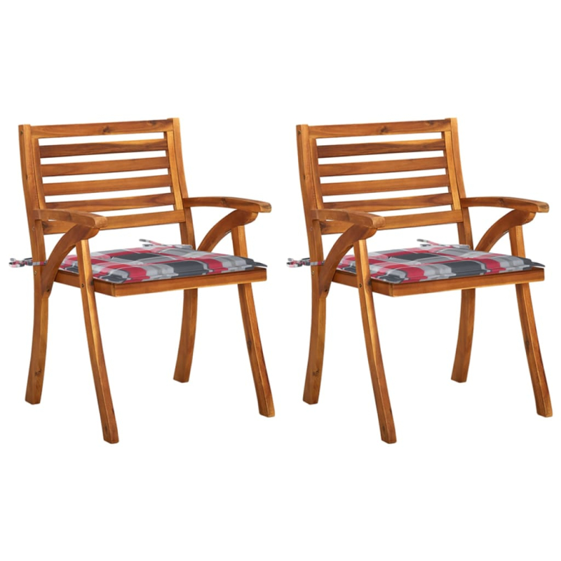 Garten-Essstühle mit Kissen 2 Stk. Massivholz Akazie