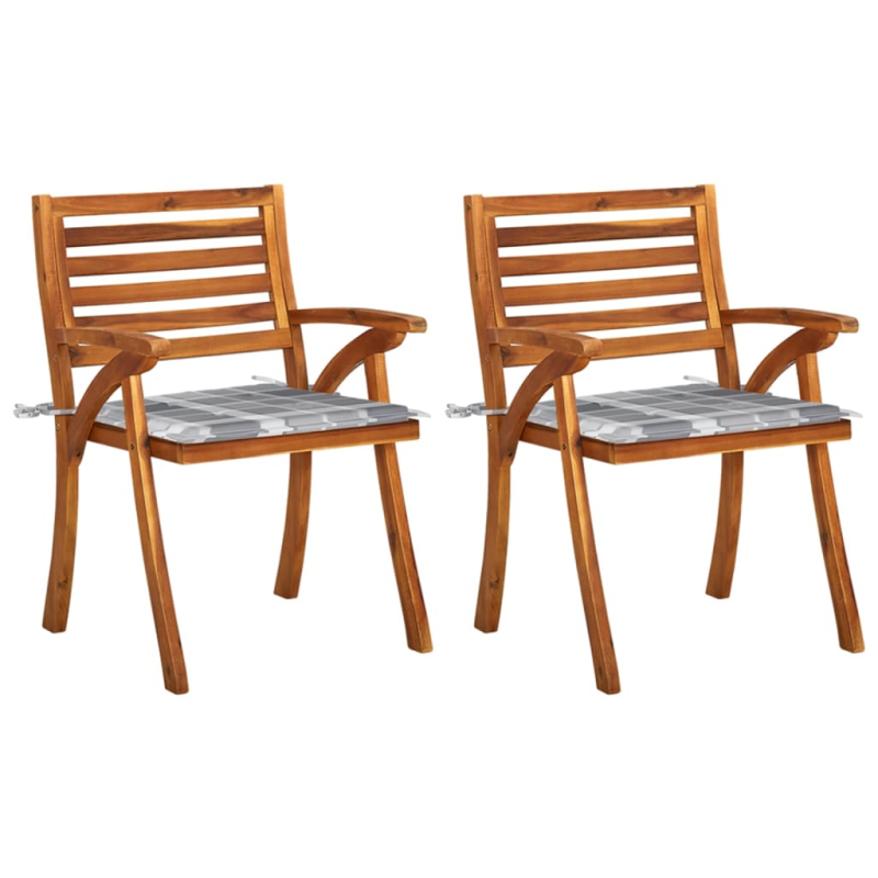 Garten-Essstühle mit Kissen 2 Stk. Massivholz Akazie