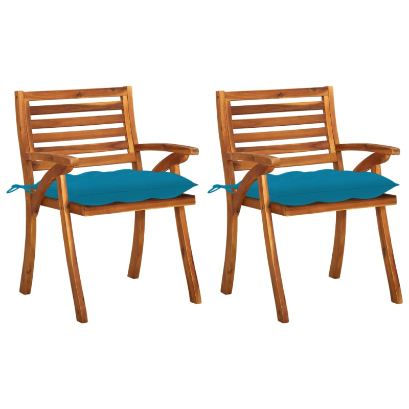 Garten-Essstühle mit Kissen 2 Stk. Massivholz Akazie