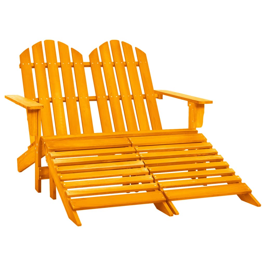 2-Sitzer Adirondack-Gartenbank mit Fußstütze Tannenholz Orange