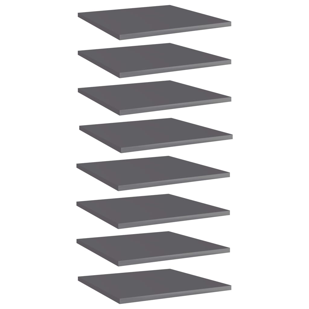 Bücherregal-Bretter 8 Stk. Hochglanz-Grau 40x40x1,5 cm