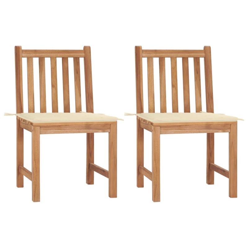 Gartenstühle 2 Stk. mit Kissen Massivholz Teak