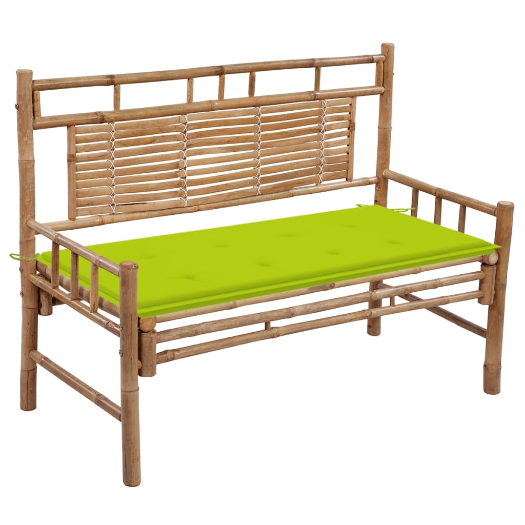 Gartenbank mit Auflage 120 cm Bambus