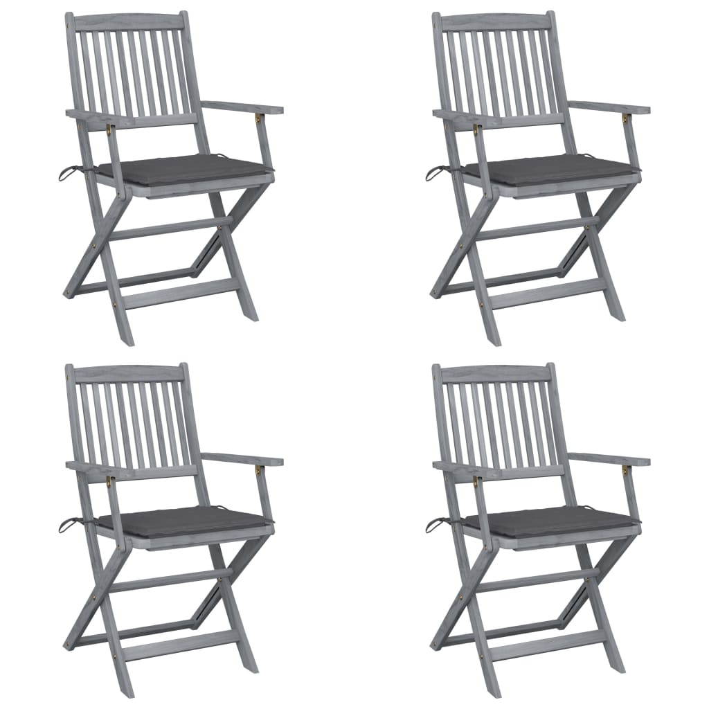 Klappbare Gartenstühle 4 Stk. mit Sitzkissen Massivholz Akazie