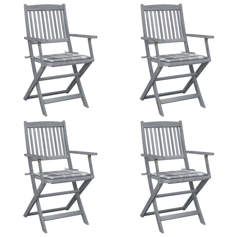 Klappbare Gartenstühle 4 Stk. mit Kissen Massivholz Akazie
