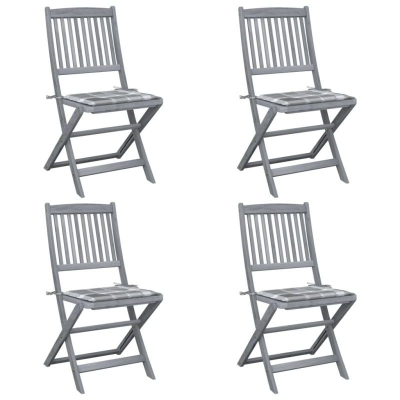 Klappbare Gartenstühle 4 Stk. mit Kissen Massivholz Akazie