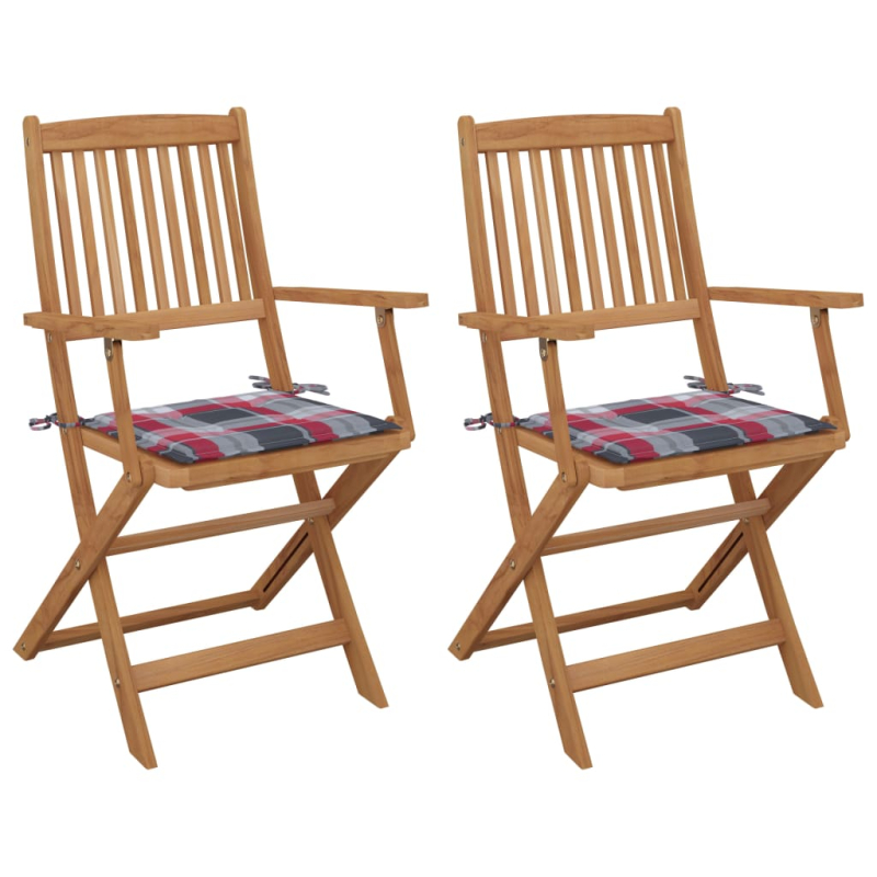 Klappbare Gartenstühle 2 Stk. mit Kissen Massivholz Akazie