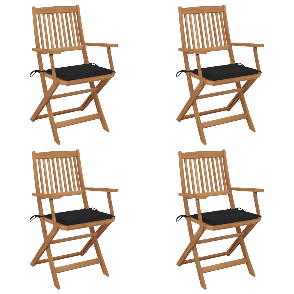 Klappbare Gartenstühle 4 Stk. mit Kissen Massivholz Akazie