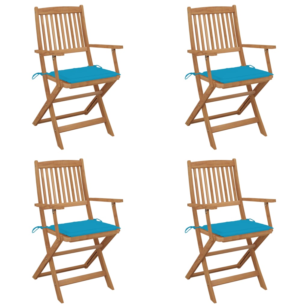 Klappbare Gartenstühle 4 Stk. mit Kissen Massivholz Akazie