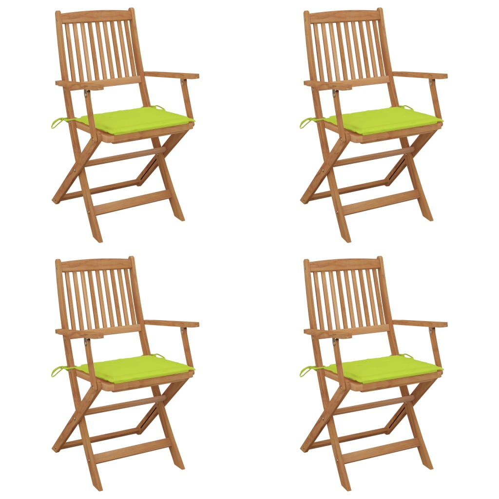 Klappbare Gartenstühle 4 Stk. mit Kissen Massivholz Akazie
