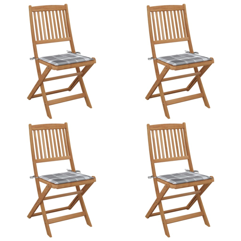 Klappbare Gartenstühle 4 Stk. mit Kissen Massivholz Akazie