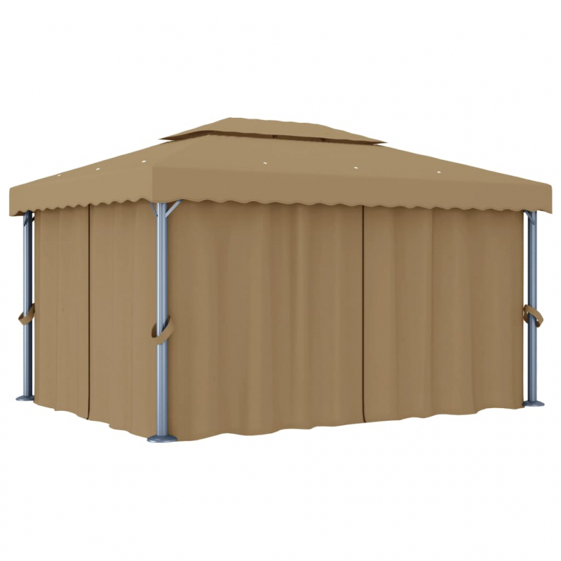 Pavillon mit Vorhang 4x3 m Taupe Aluminium