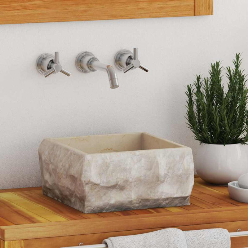 Waschbecken Creme 30x30x13 cm Marmor