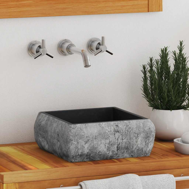 Waschbecken Schwarz 30x30x13 cm Marmor