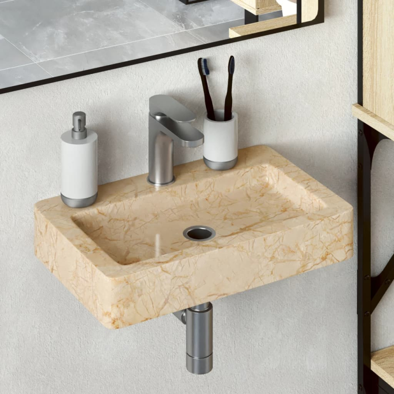 Wandwaschbecken Creme 38x24x6,5 cm Marmor