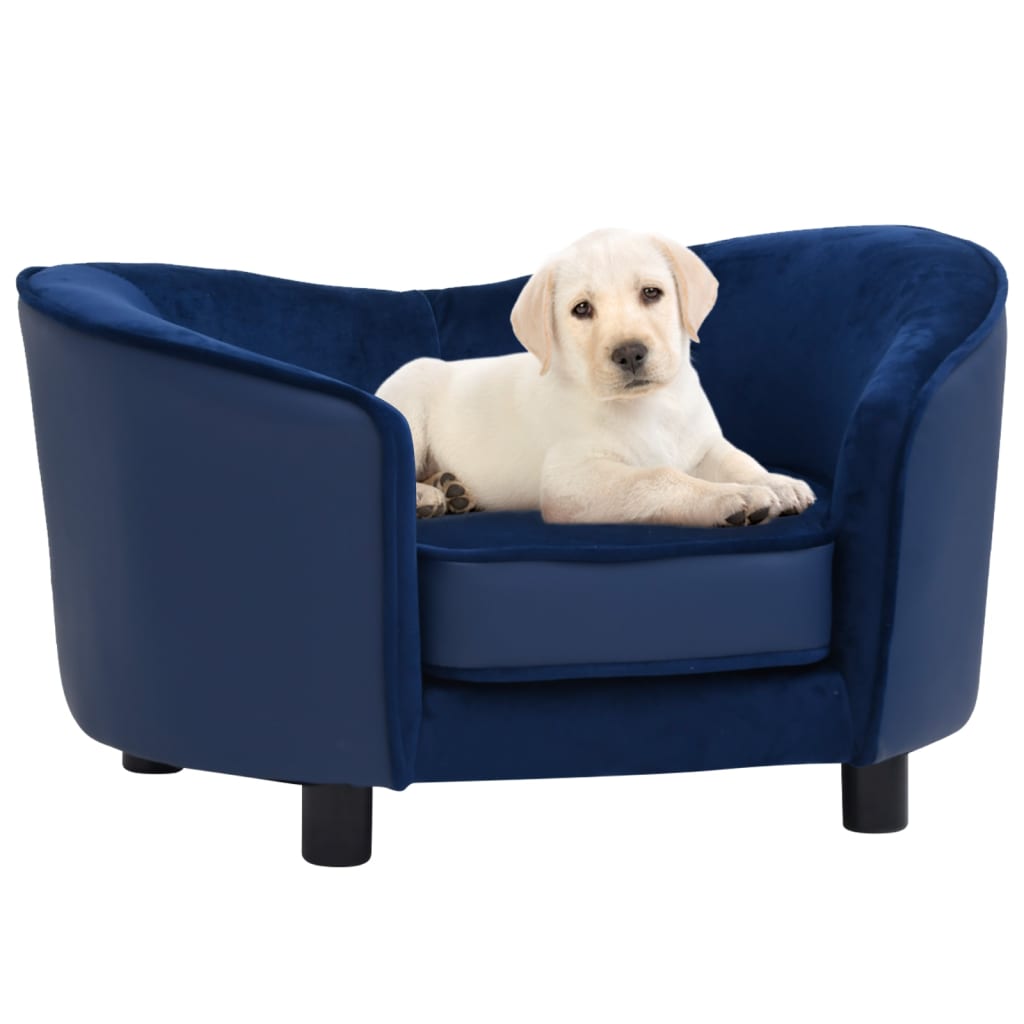 Hundesofa Blau 69x49x40 cm Plüsch und Kunstleder