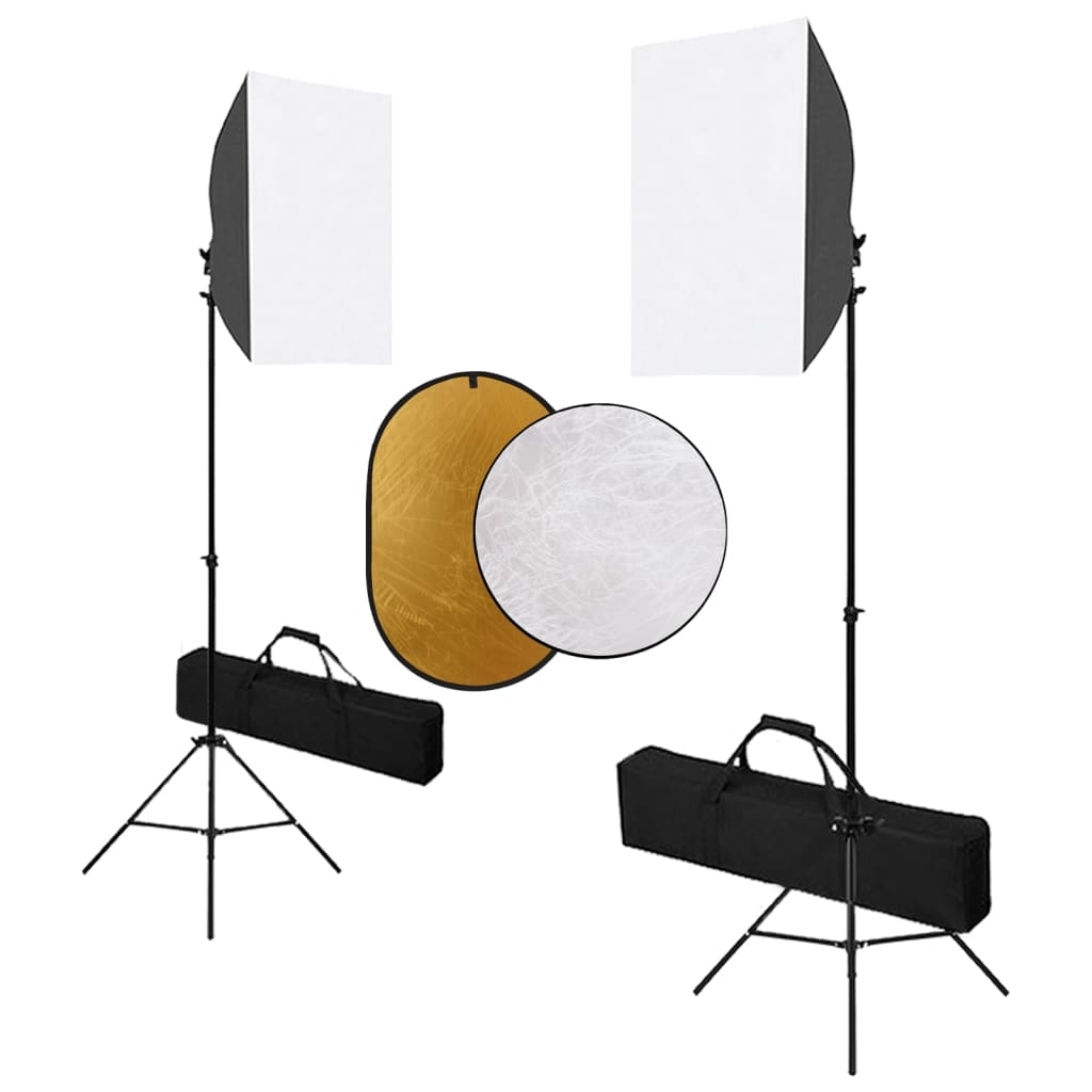 Fotostudio-Set mit Softbox-Leuchten und Reflektor