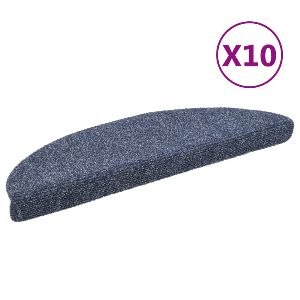 Selbstklebende Treppenmatten 10 Stk. Blau 56x17x3 cm Nadelvlies