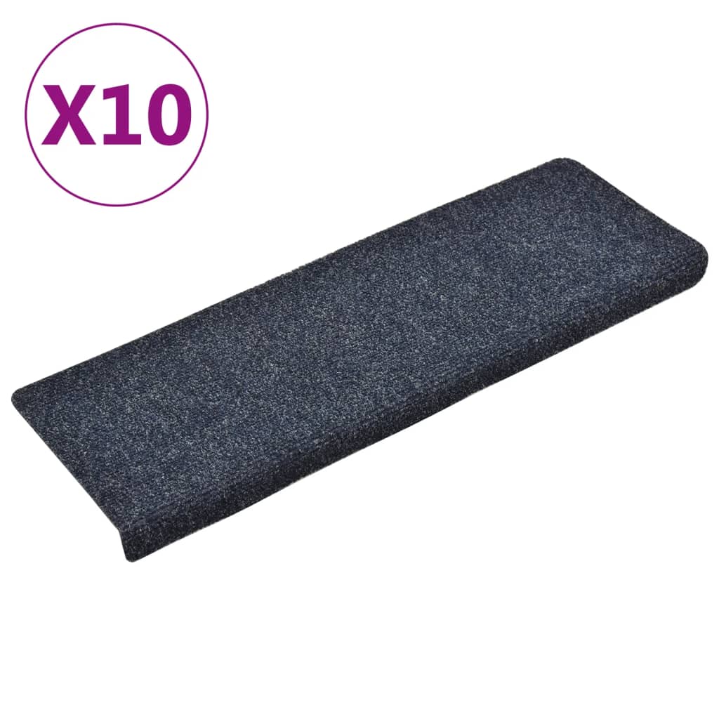 Treppenmatten 10 Stk. Anthrazit 65x21x4 cm Nadelvlies