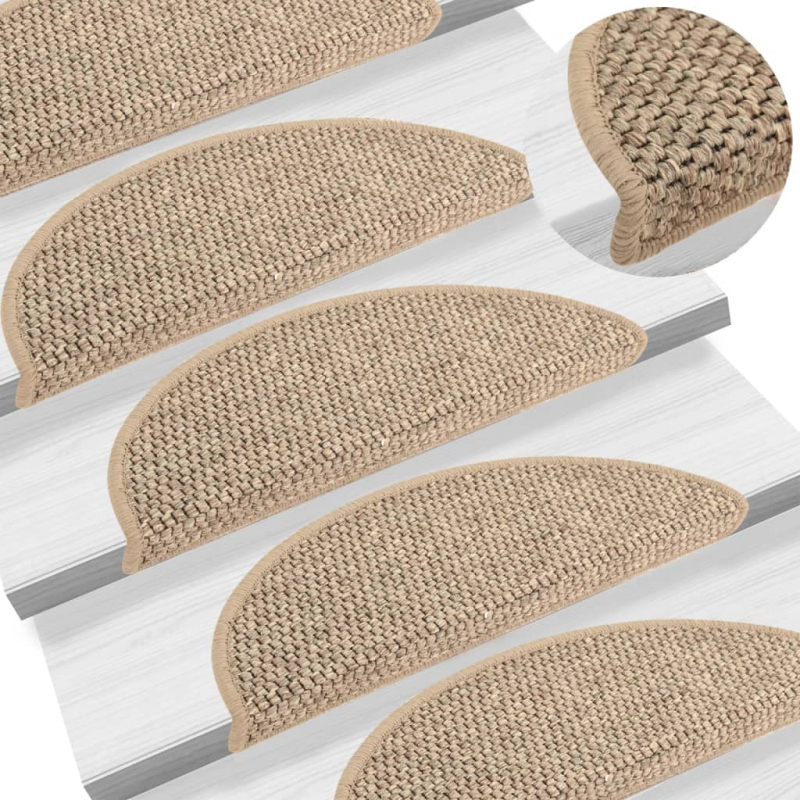 Treppenmatten Selbstklebend Sisal 15 Stk. 56x17x3cm Dunkelbeige