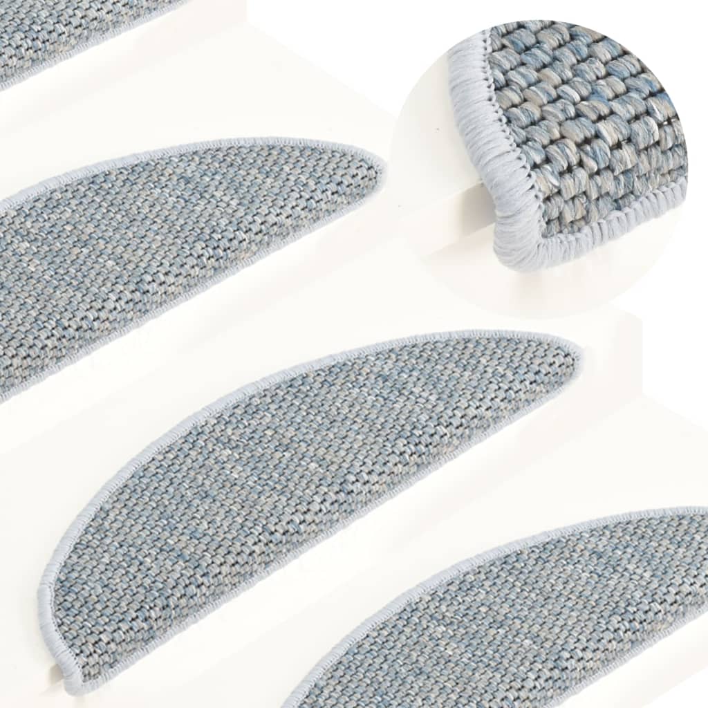 Treppenmatten Selbstklebend Sisal-Optik 15 Stk. 65x21x4 cm Blau