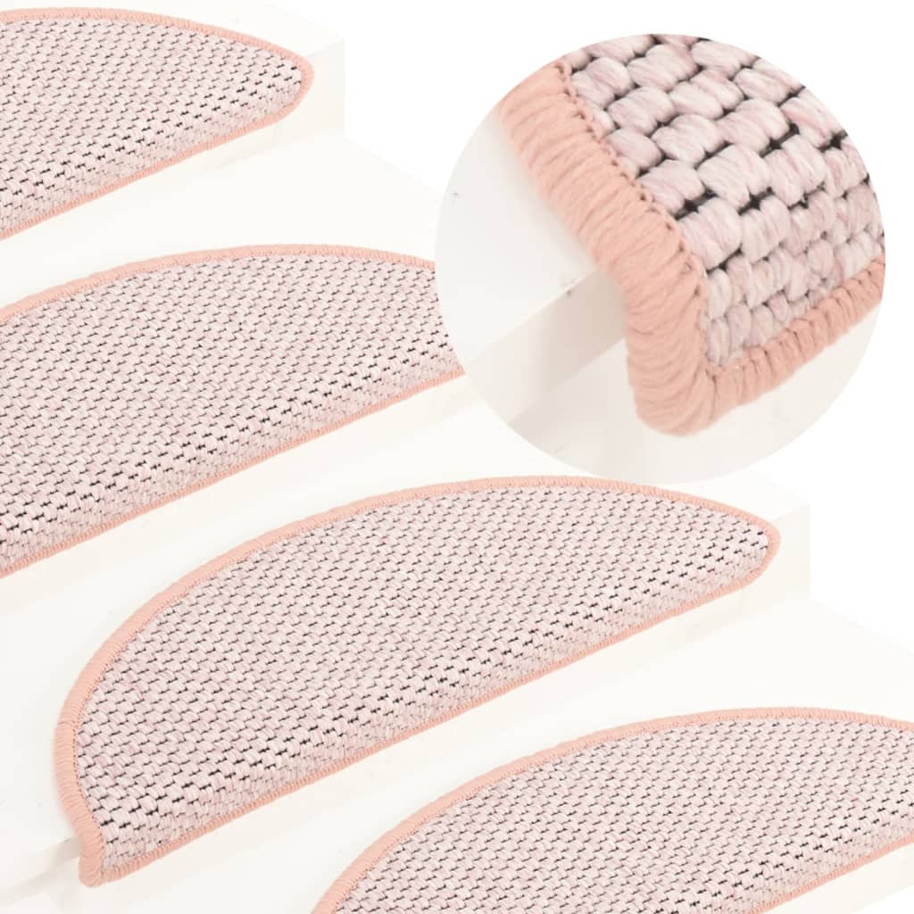 Treppenmatten Selbstklebend Sisal-Optik 15 Stk. 65x21x4 cm Rosa