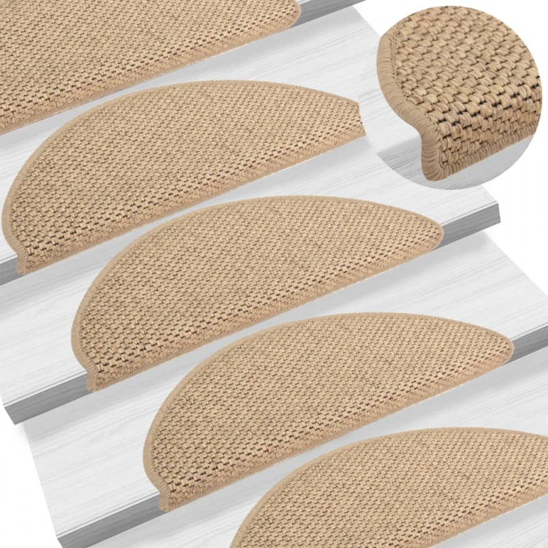 Treppenmatten Selbstklebend Sisal-Optik 15 Stk. 65x21x4 cm Sand