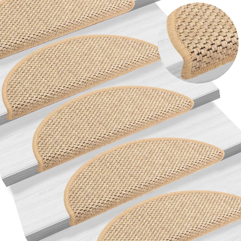 Treppenmatten Selbstklebend Sisal 15 Stk. 65x21x4 cm Hellbeige