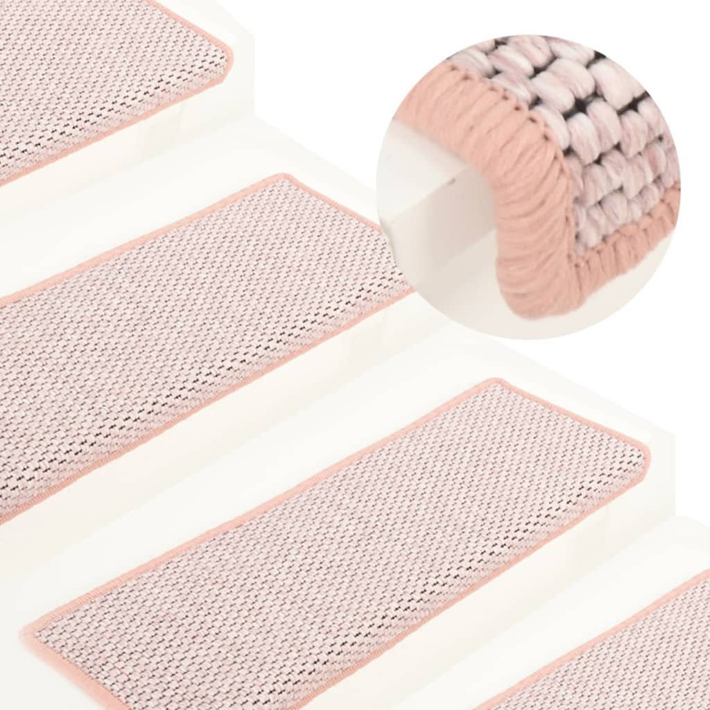 Treppenmatten Selbstklebend Sisal-Optik 15 Stk. 65x21x4 cm Rosa