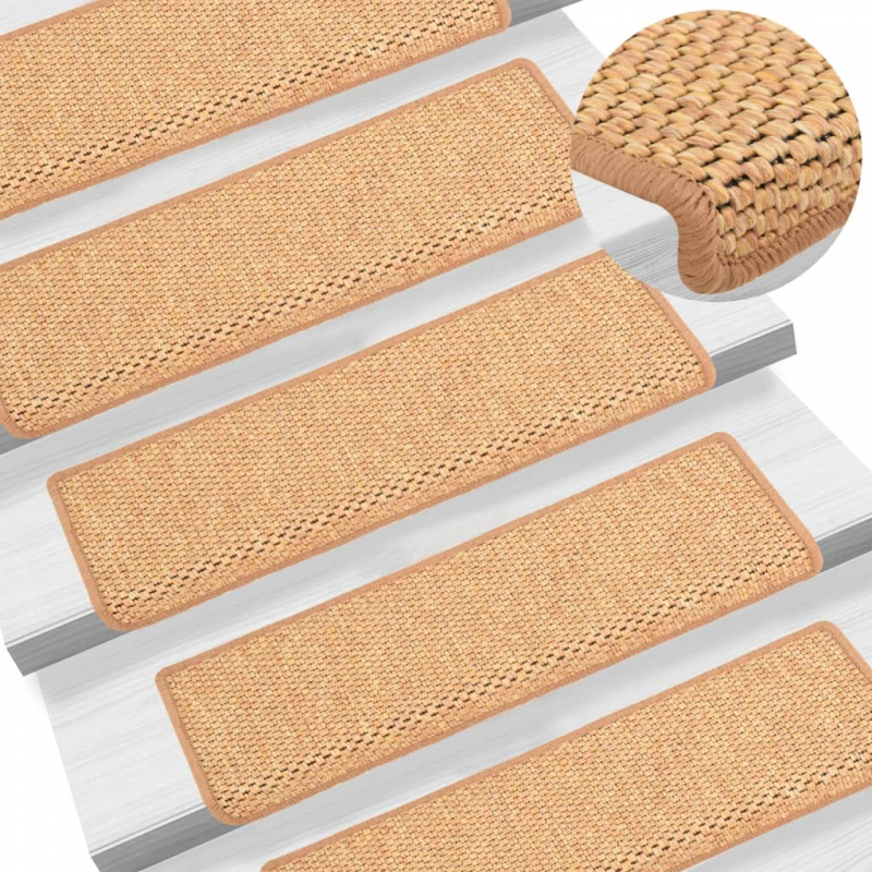 Treppenmatten Selbstklebend Sisal-Optik 15Stk. 65x21x4cm Orange