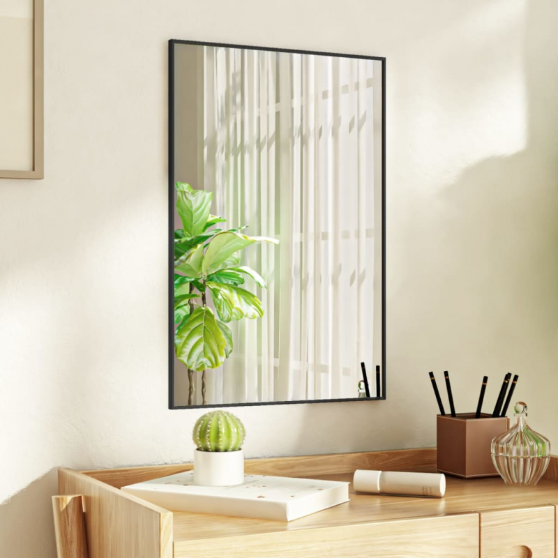 Türspiegel Schwarz 40x60 cm Glas und Aluminium