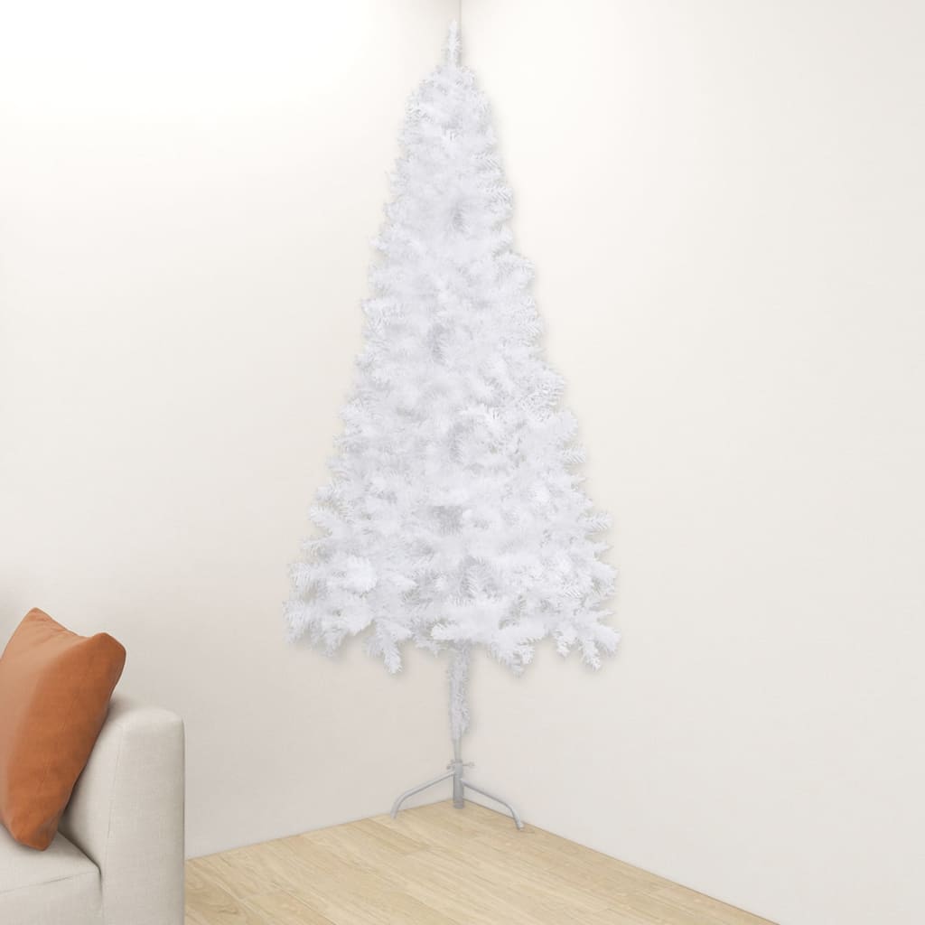 Künstlicher Eck-Weihnachtsbaum Weiß 210 cm PVC