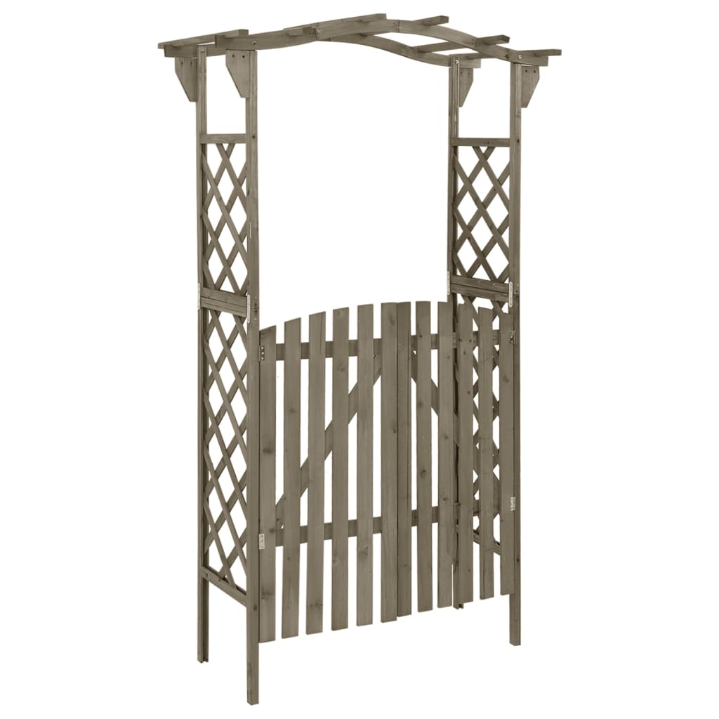 Pergola mit Tor 116x40x204 cm Grau Massivholz Tanne