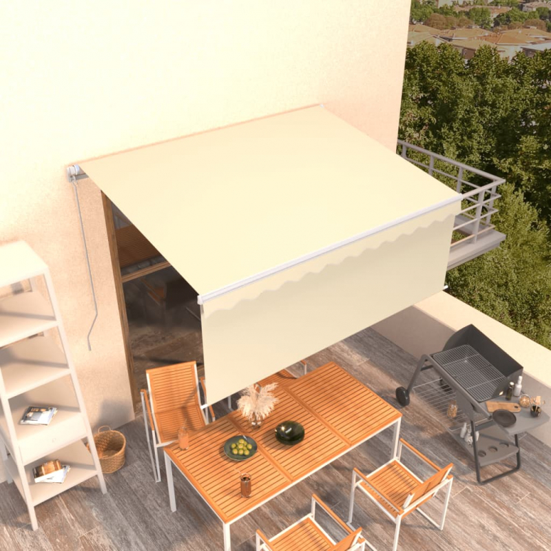 Markise Manuell Einziehbar mit Rollo 3,5x2,5 m Creme