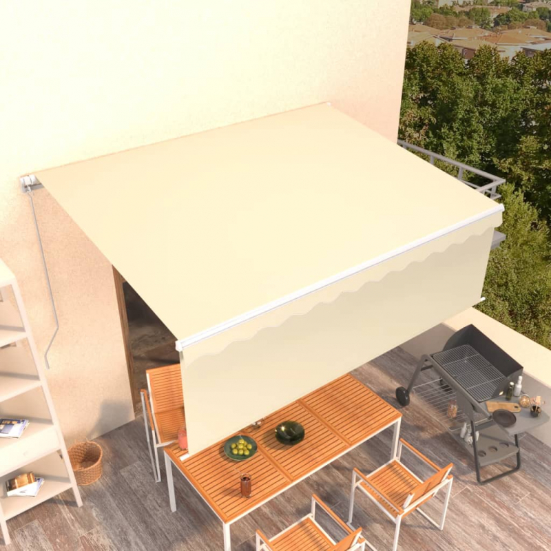Markise Manuell Einziehbar mit Rollo 4x3 m Creme